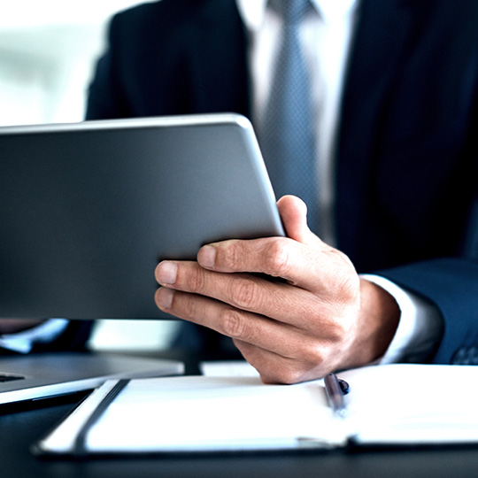 businessman using tablet